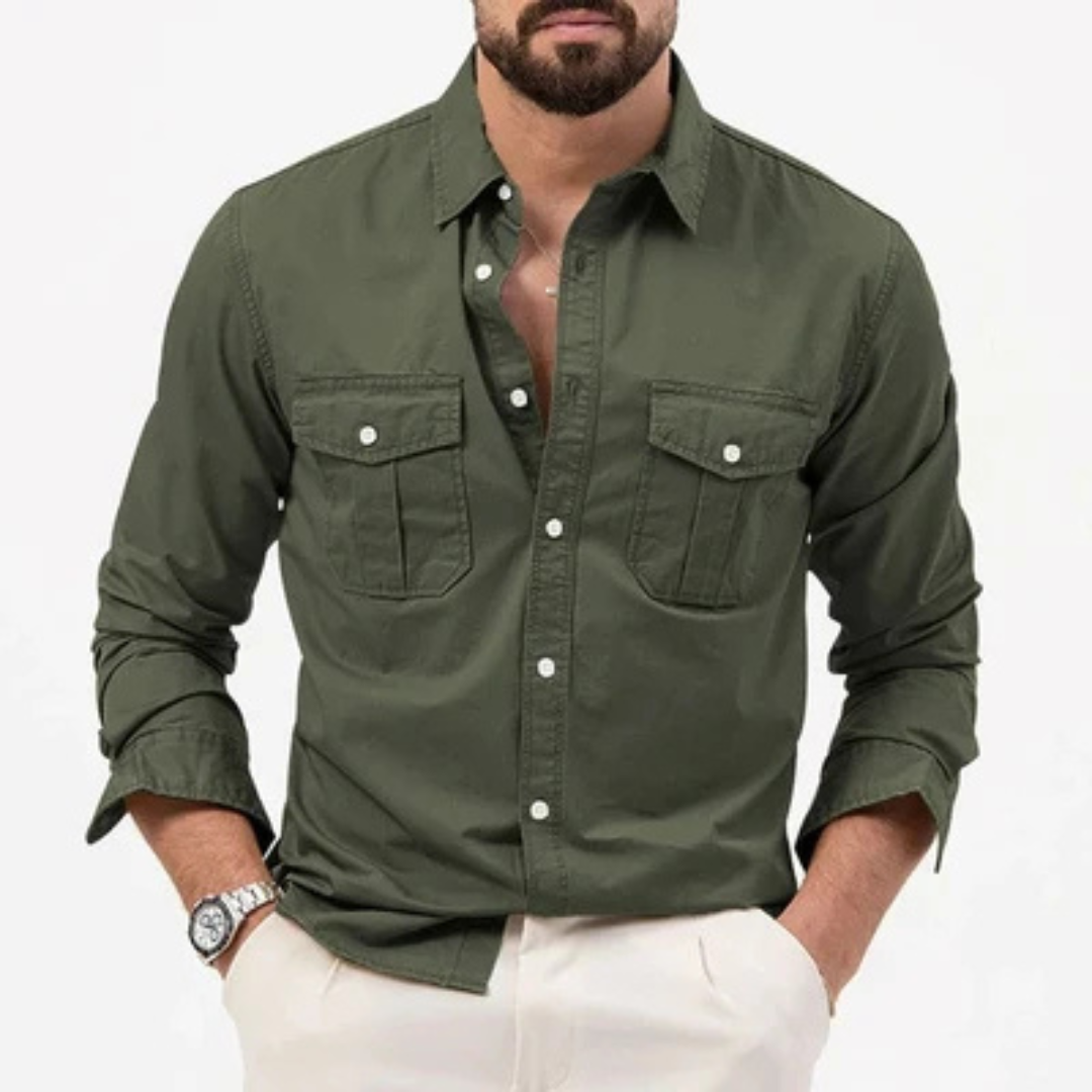 Chemise homme à boutonnière - finitions anti-ridules et poches plaquées
