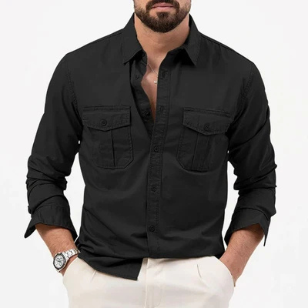 Chemise homme à boutonnière - finitions anti-ridules et poches plaquées
