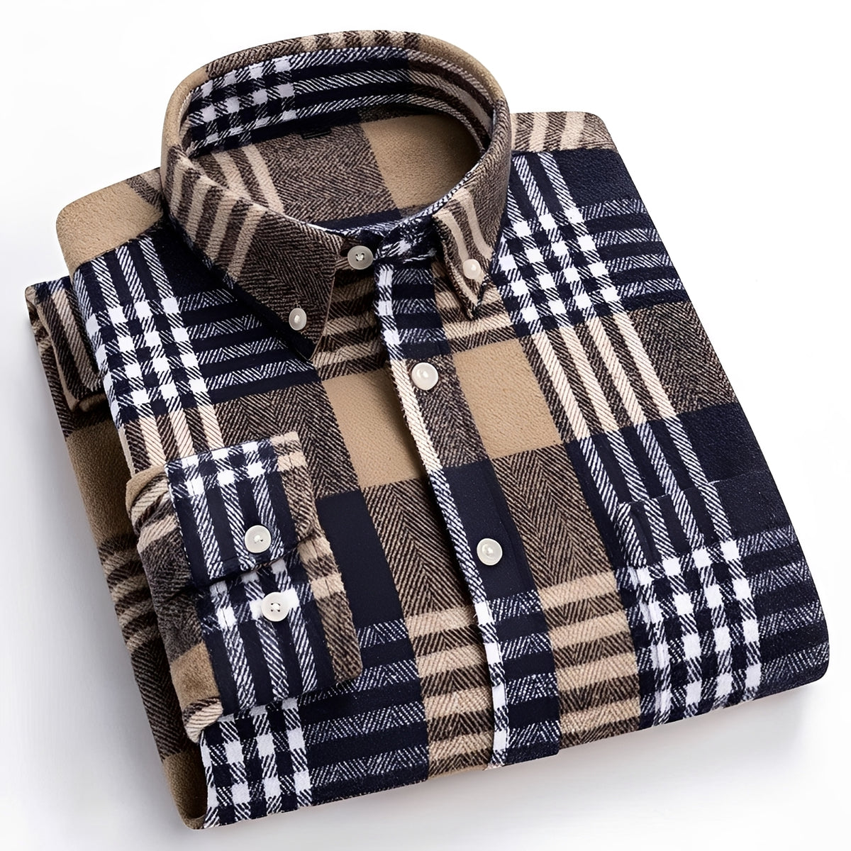 Chemise homme à carreaux à boutons col classique coupe décontractée