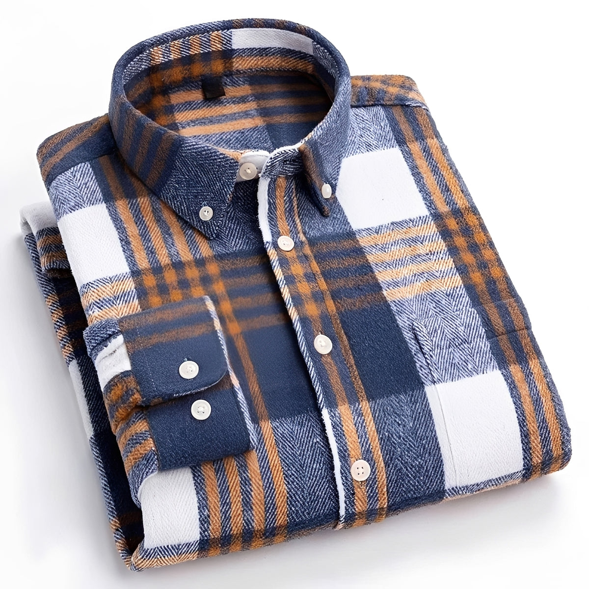 Chemise homme à carreaux à boutons col classique coupe décontractée