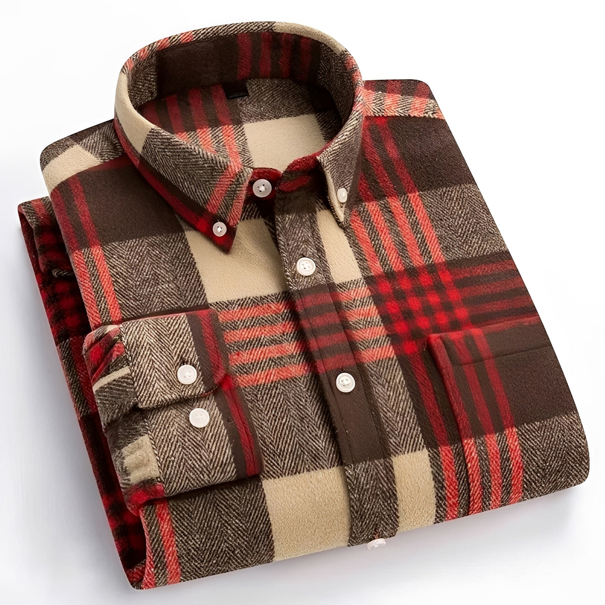 Chemise homme à carreaux à boutons col classique coupe décontractée