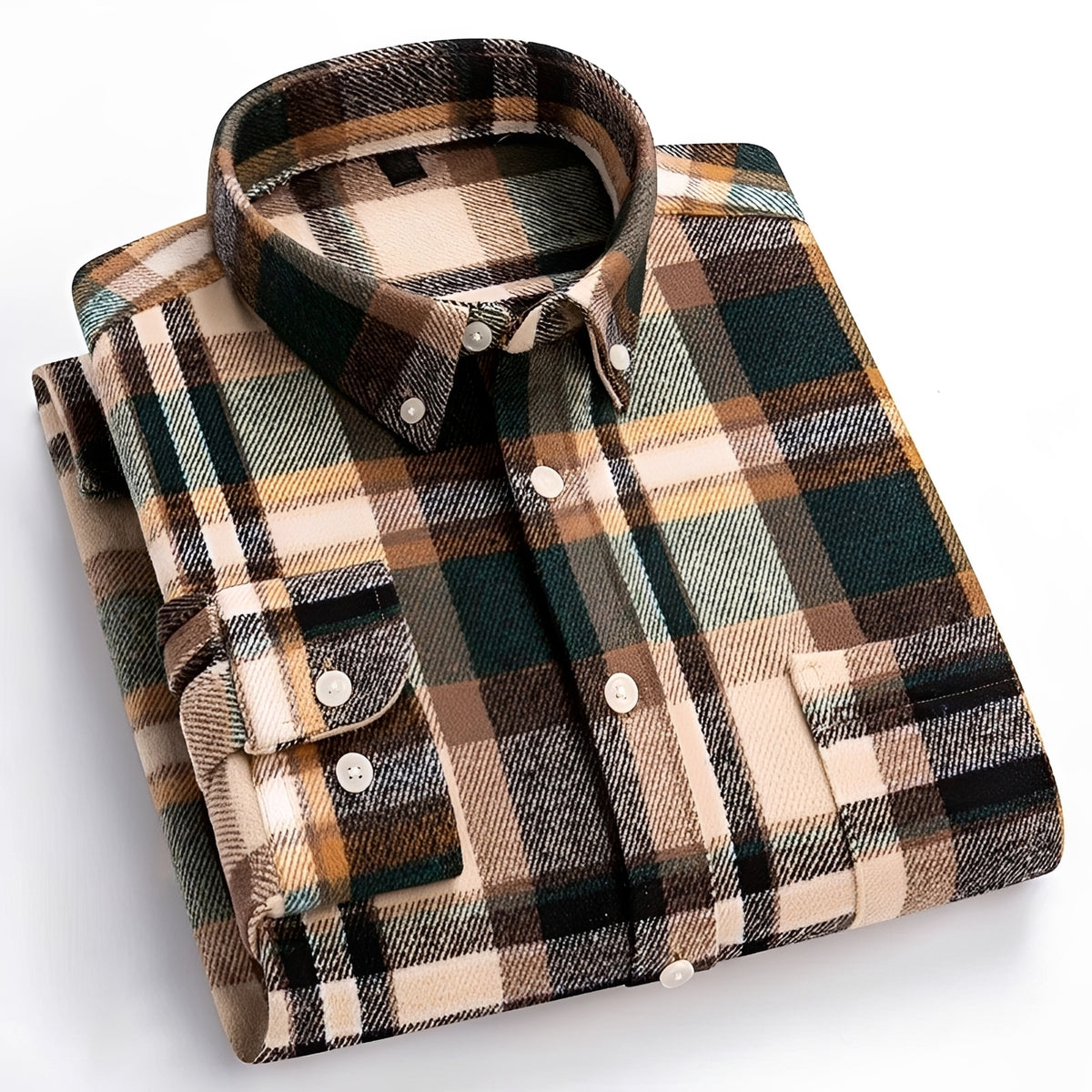 Chemise homme à carreaux à boutons col classique coupe décontractée