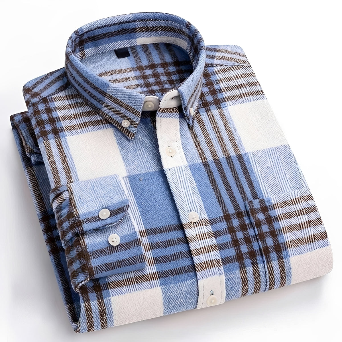 Chemise homme à carreaux à boutons col classique coupe décontractée