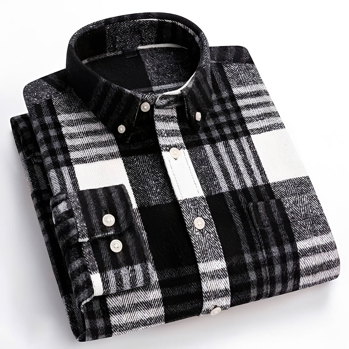 Chemise homme à carreaux à boutons col classique coupe décontractée