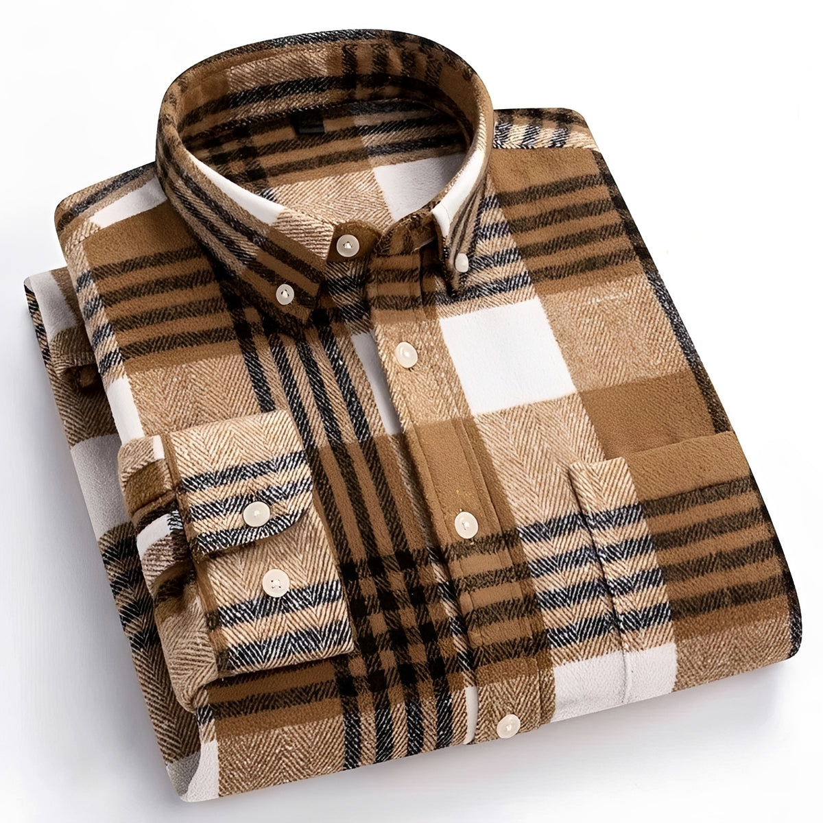 Chemise homme à carreaux à boutons col classique coupe décontractée