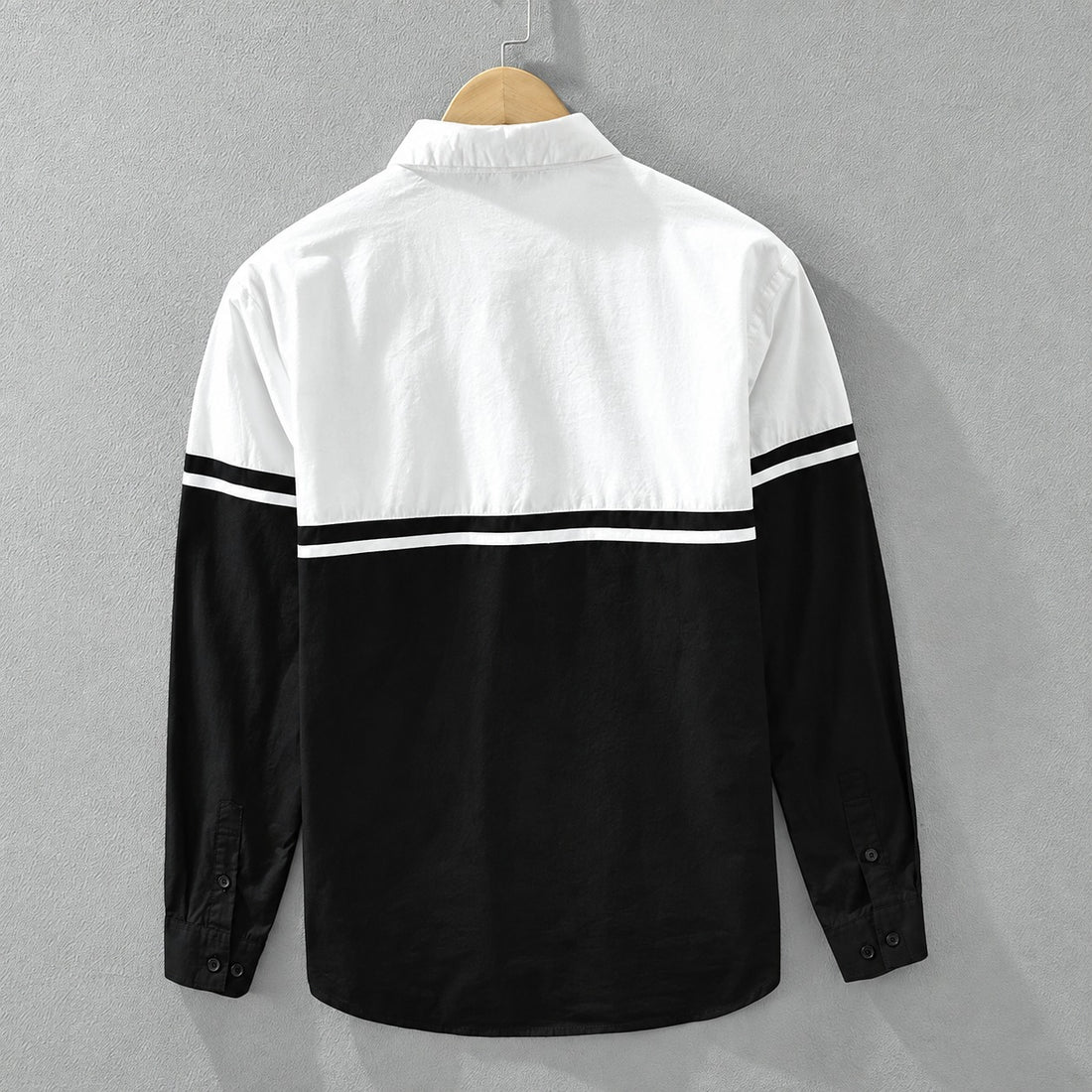 Chemise homme à manches longues à bloc de couleurs à boutons coupe régulière