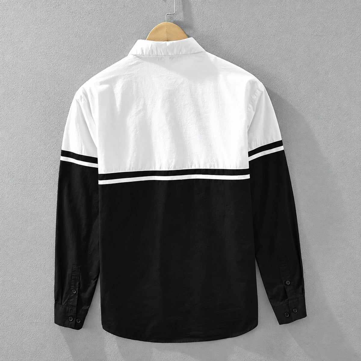 Chemise homme à manches longues à bloc de couleurs à boutons coupe régulière