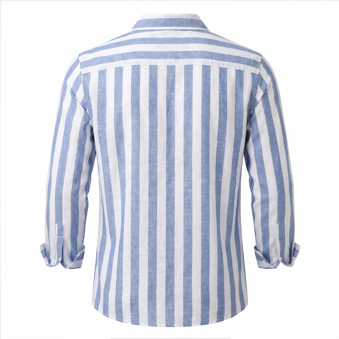 Chemise homme à rayures verticales - col évasé, poignet