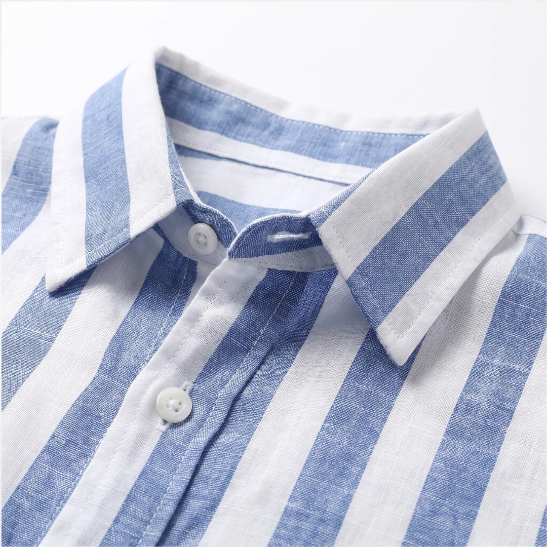 Chemise homme à rayures verticales - col évasé, poignet