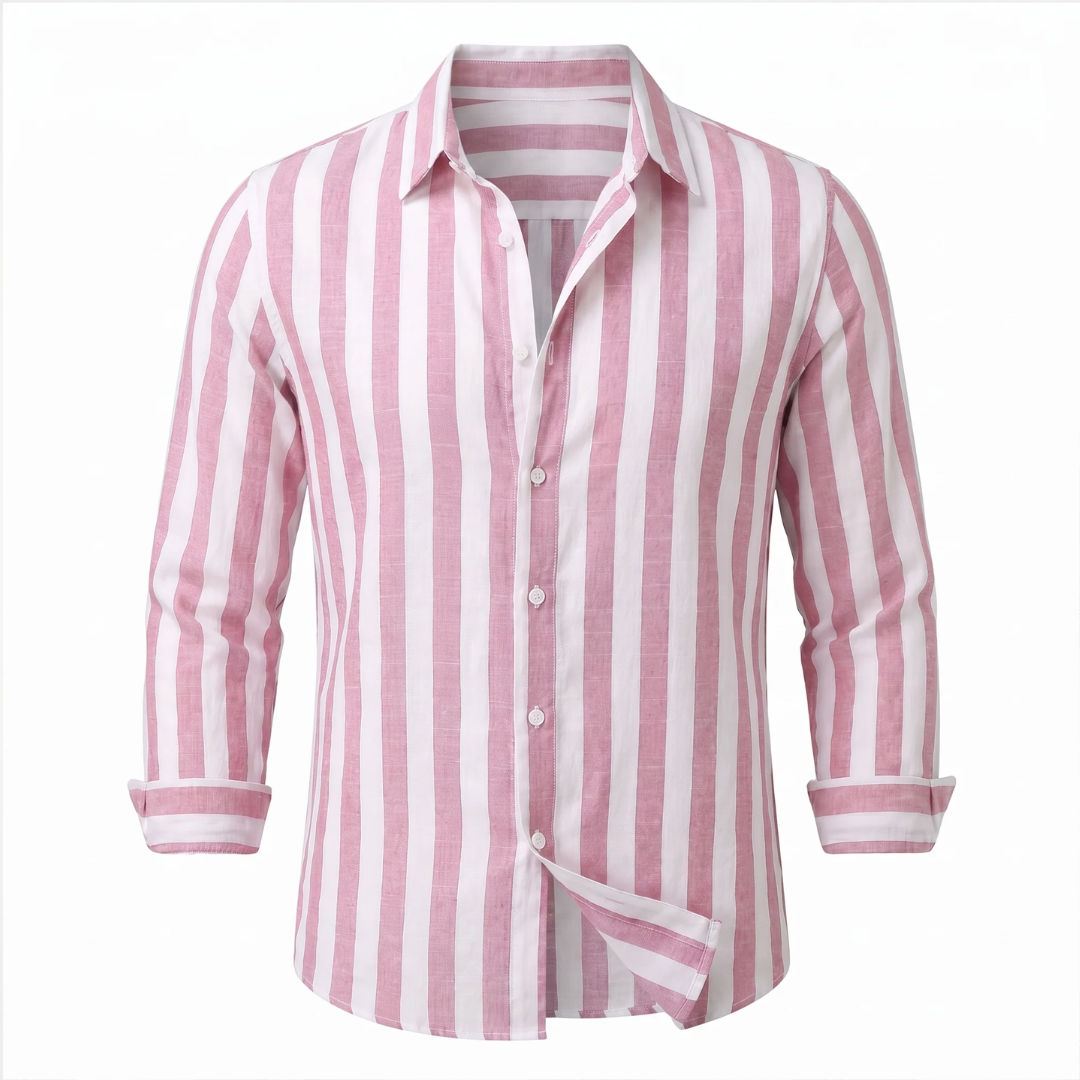 Chemise homme à rayures verticales - col évasé, poignet