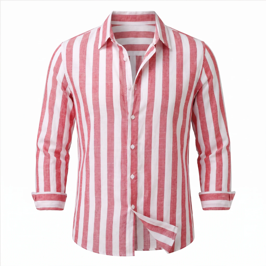 Chemise homme à rayures verticales - col évasé, poignet