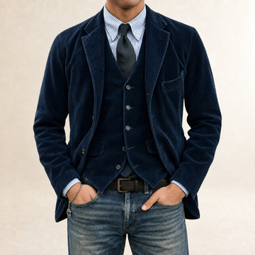 Costume pour hommes blazer et gilet à fermeture bouton et coupe slim