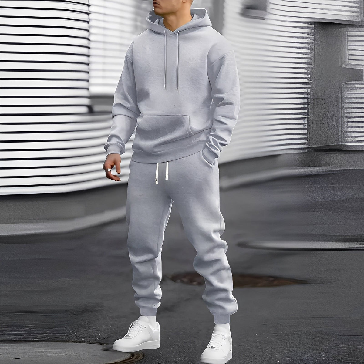 Ensemble hoodie et joggers pour hommes à poches coupe décontractée
