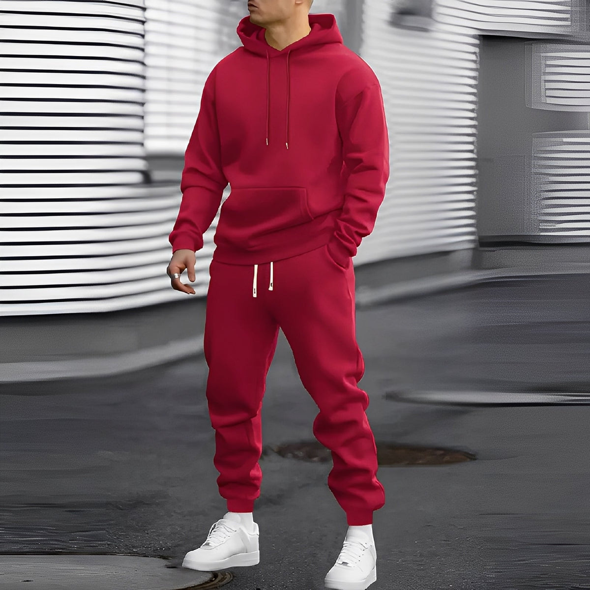 Ensemble hoodie et joggers pour hommes à poches coupe décontractée