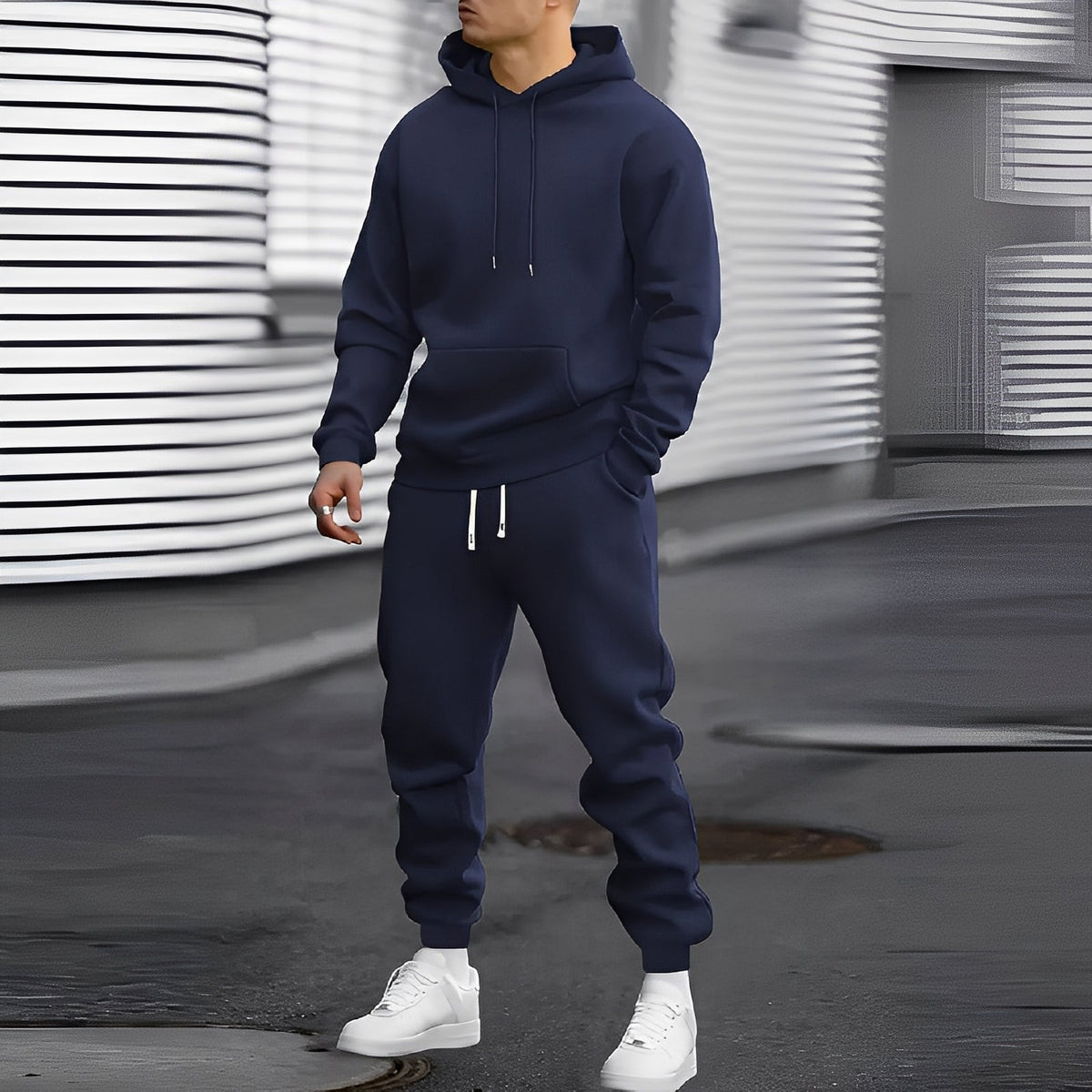 Ensemble hoodie et joggers pour hommes à poches coupe décontractée