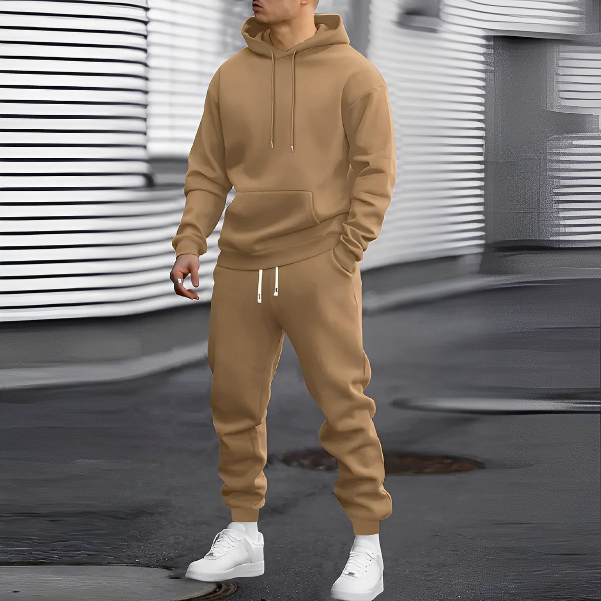 Ensemble hoodie et joggers pour hommes à poches coupe décontractée