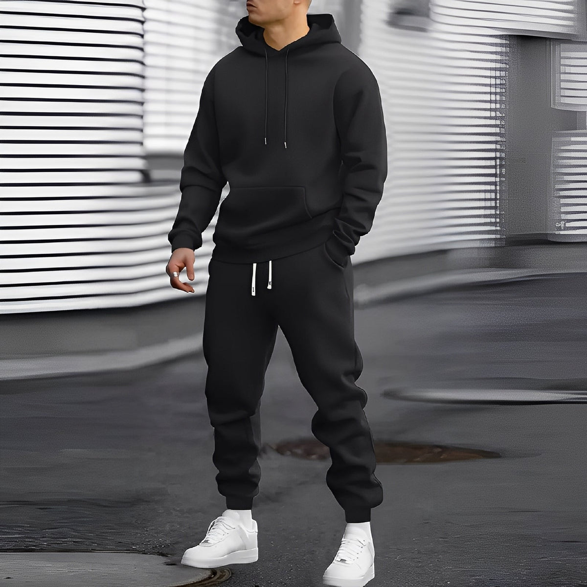 Ensemble hoodie et joggers pour hommes à poches coupe décontractée