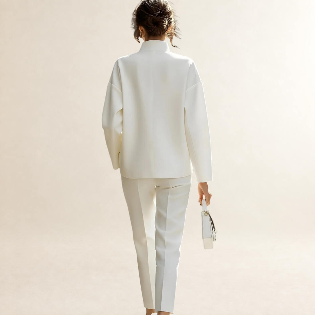 Ensemble pantalon femme chemise oversize à poches à rabat et pantalon tailleur