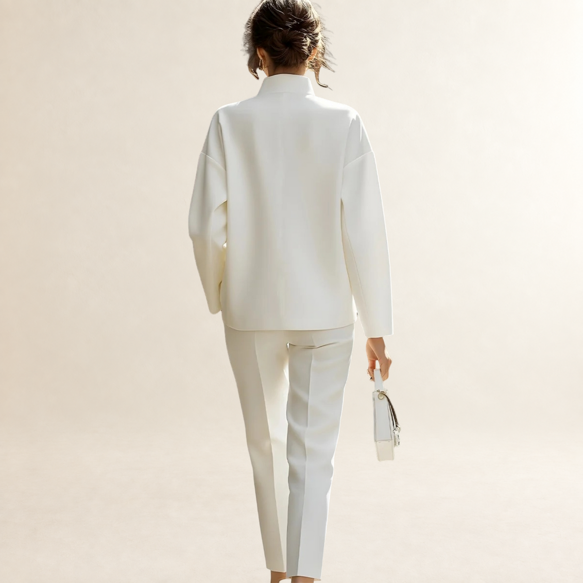 Ensemble pantalon femme chemise oversize à poches à rabat et pantalon tailleur