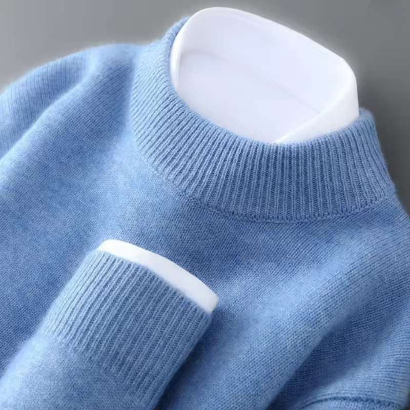 Gilet homme col cheminée, col et poignets côtelés, coupe ample