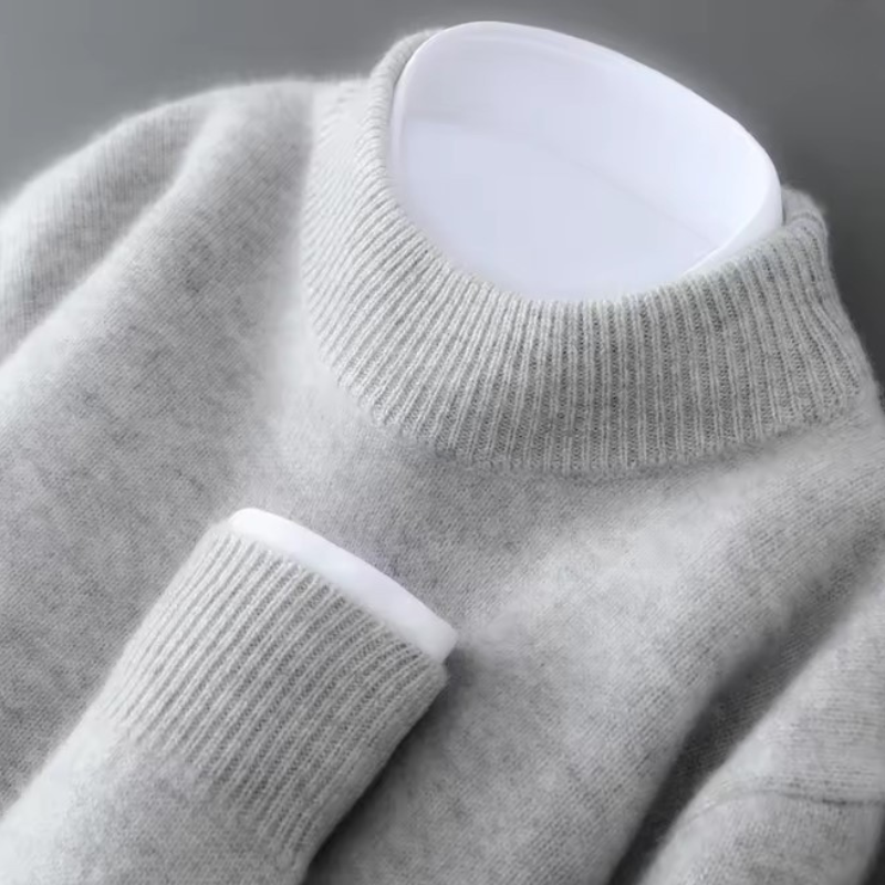 Gilet homme col cheminée, col et poignets côtelés, coupe ample