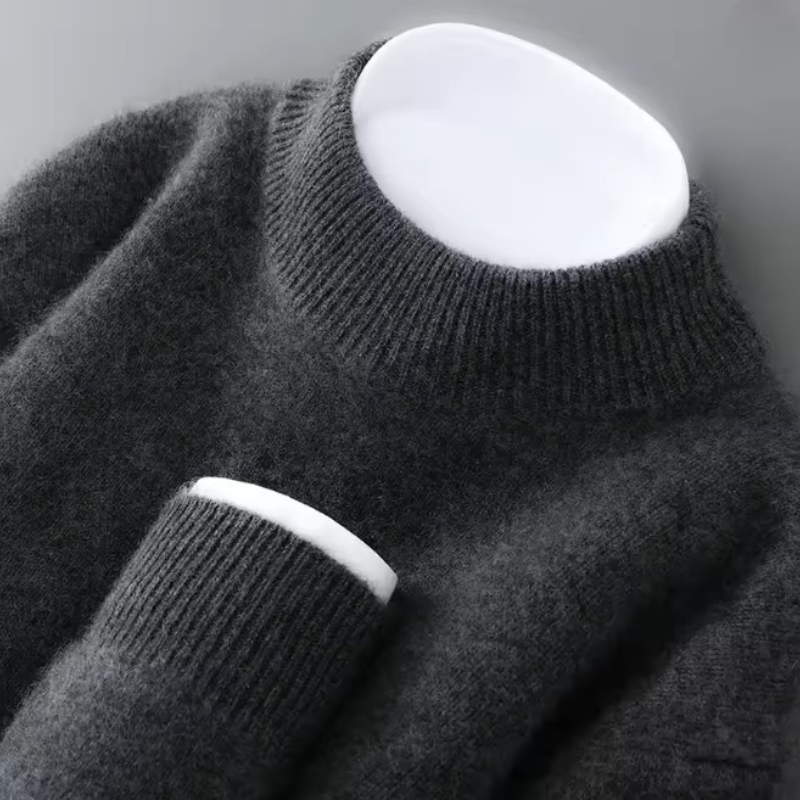 Gilet homme col cheminée, col et poignets côtelés, coupe ample