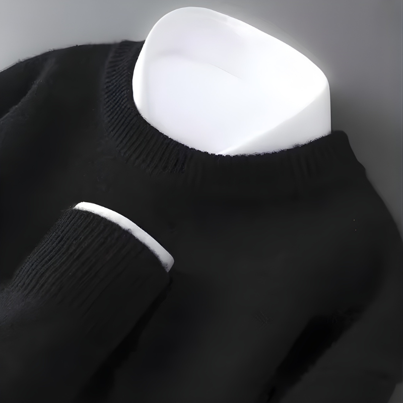 Gilet homme col cheminée, col et poignets côtelés, coupe ample