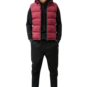 Gilet matelassé homme à col montant, zip intégral et poches zippées