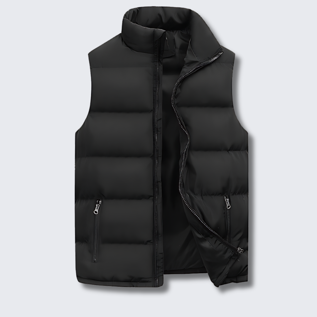Gilet matelassé homme à col montant, zip intégral et poches zippées