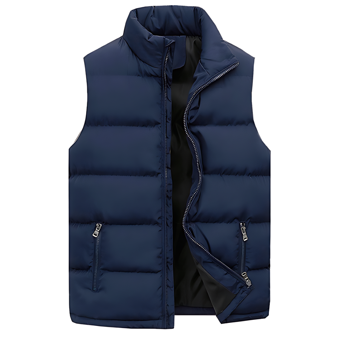 Gilet matelassé homme à col montant, zip intégral et poches zippées