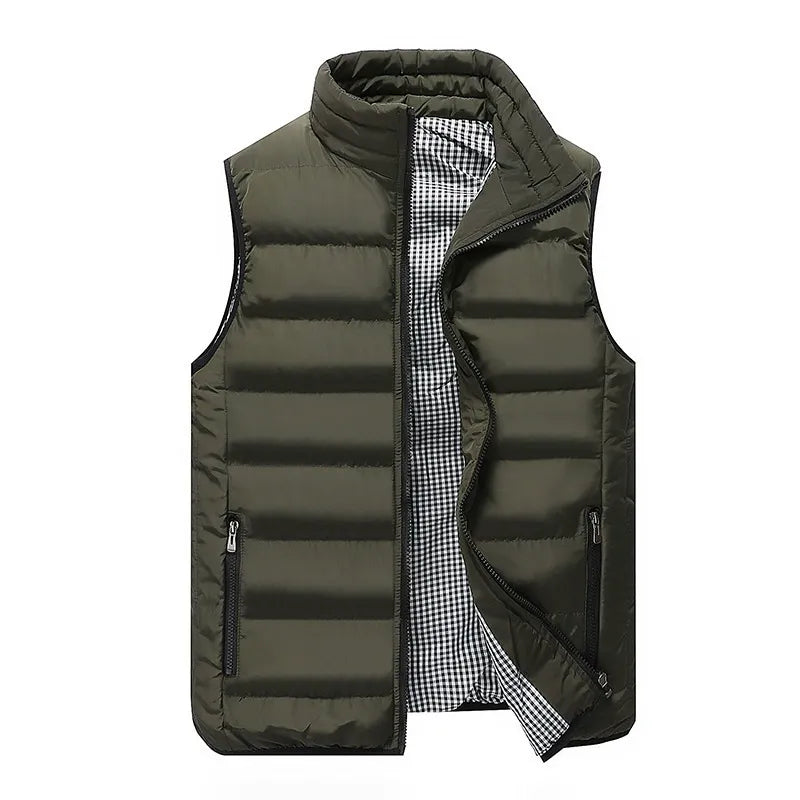Gilet matelassé homme à col montant, zip intégral et poches zippées