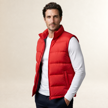 Gilet matelassé pour homme sans manches avec col montant et poches zippées