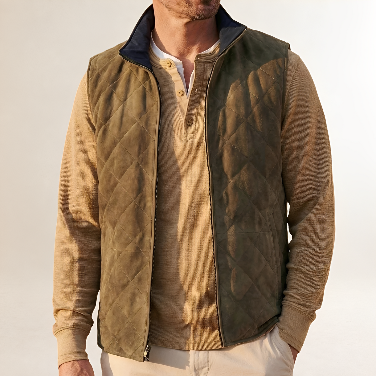 Gilet matelassé pour hommes à zip et col haut