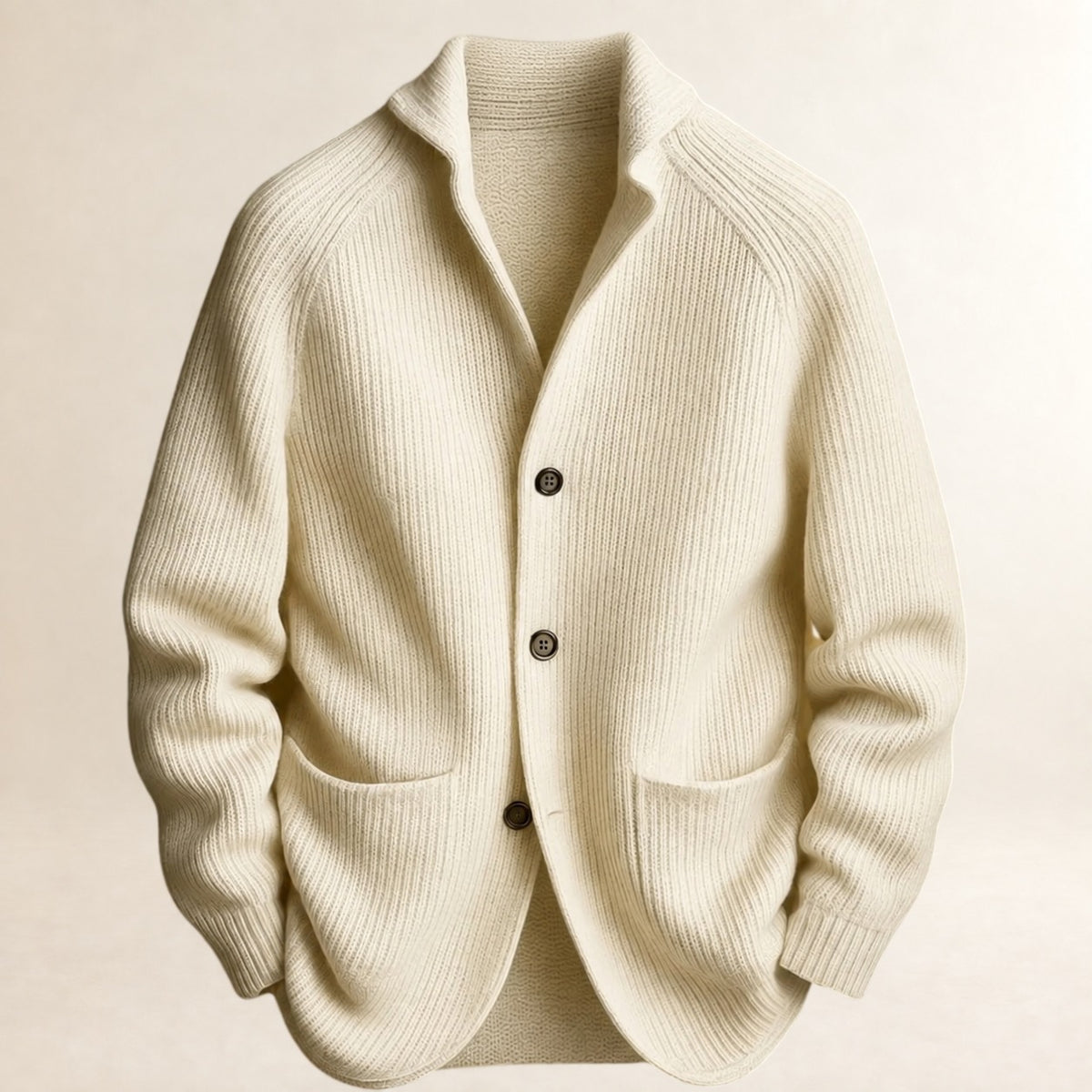 Homme Cardigan boutonné devant avec revers shawl, manches raglan, poches plaquées - coupe ajustée