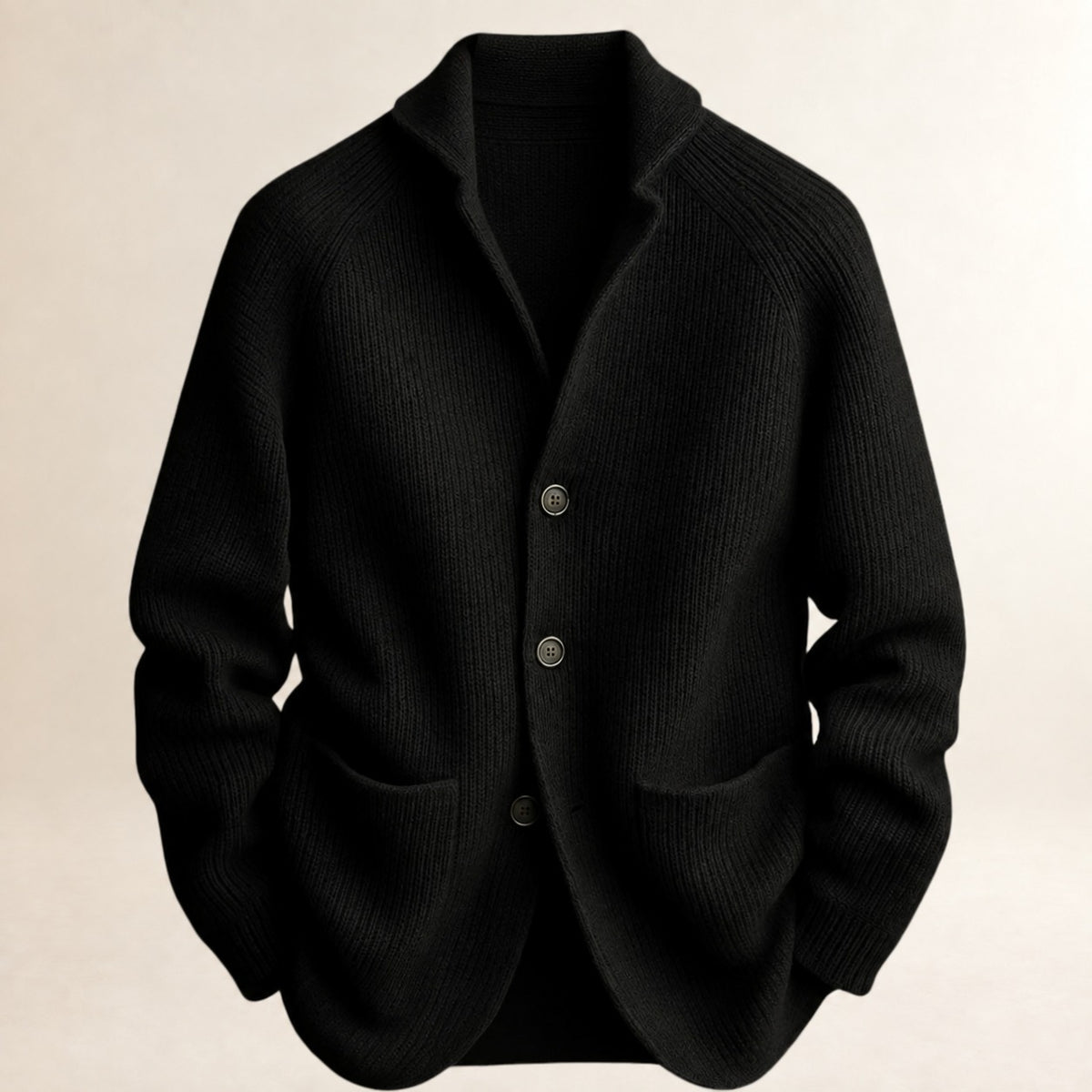 Homme Cardigan boutonné devant avec revers shawl, manches raglan, poches plaquées - coupe ajustée