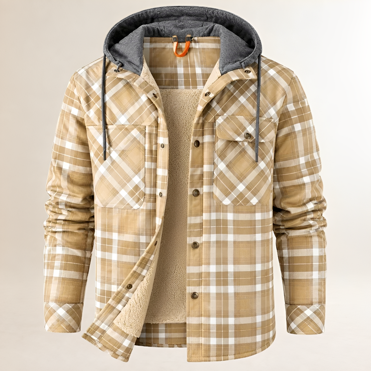 Homme Dapper Jacket à capuche avec cordon - fermeture pressionnée et poches à rabat