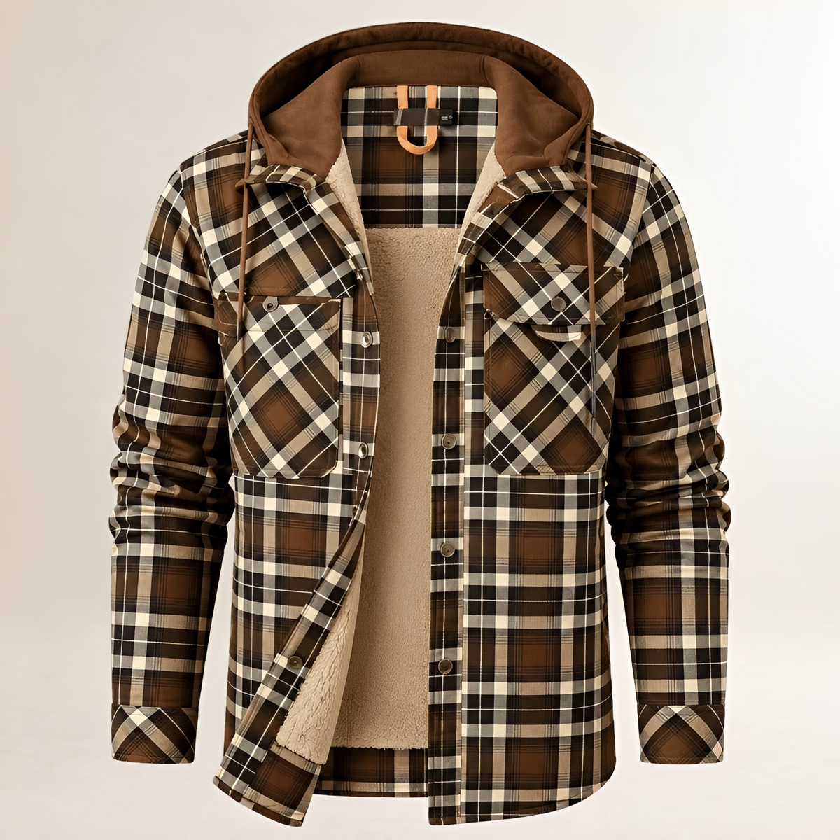 Homme Dapper Jacket à capuche avec cordon - fermeture pressionnée et poches à rabat