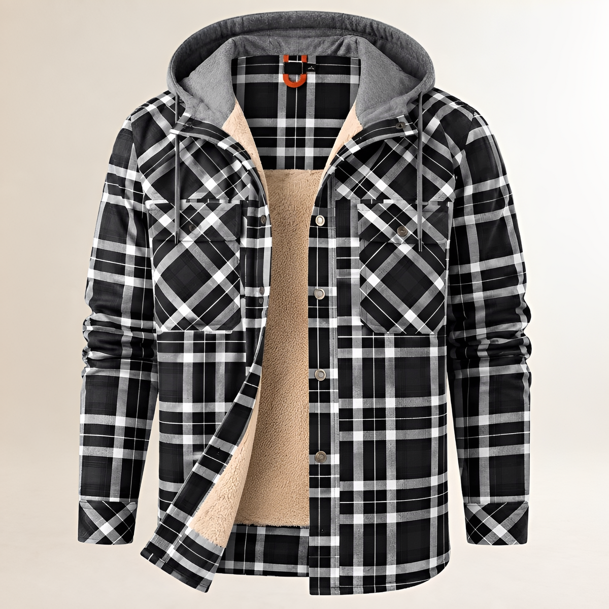 Homme Dapper Jacket à capuche avec cordon - fermeture pressionnée et poches à rabat