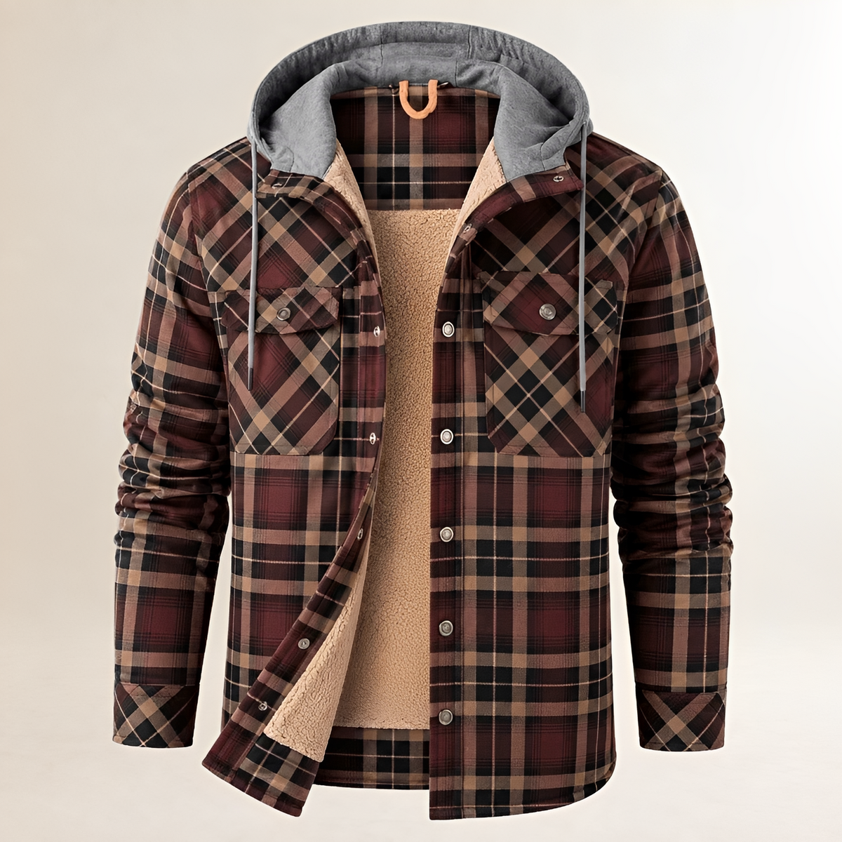 Homme Dapper Jacket à capuche avec cordon - fermeture pressionnée et poches à rabat