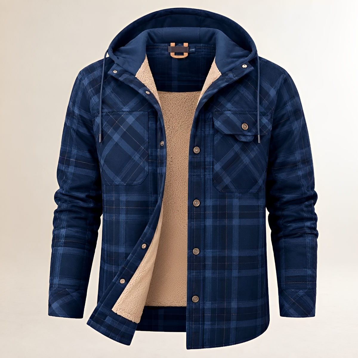 Homme Dapper Jacket à capuche avec cordon - fermeture pressionnée et poches à rabat
