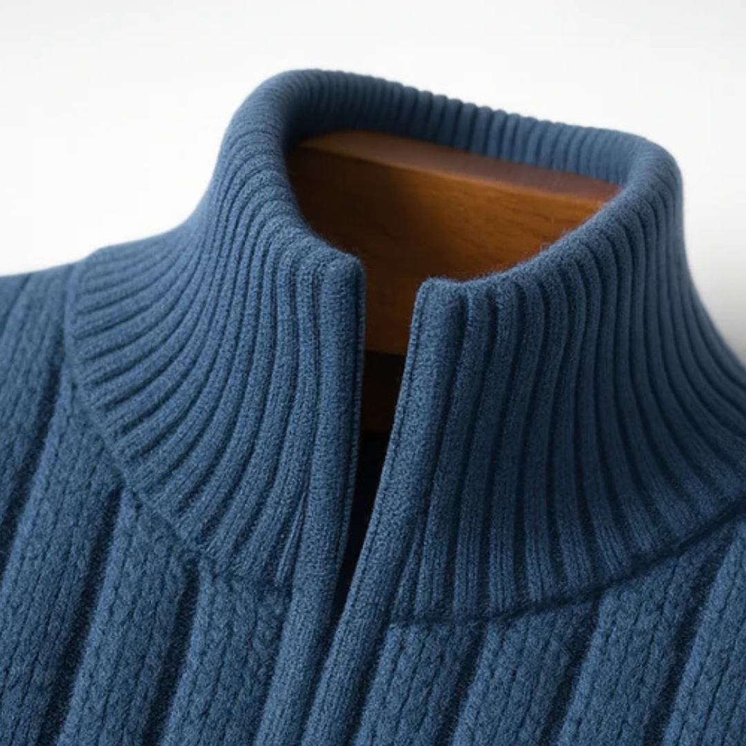 Homme Grosseur Cardigan à zip intégral Col montant à côtes et poches frontales – coupe ajustée