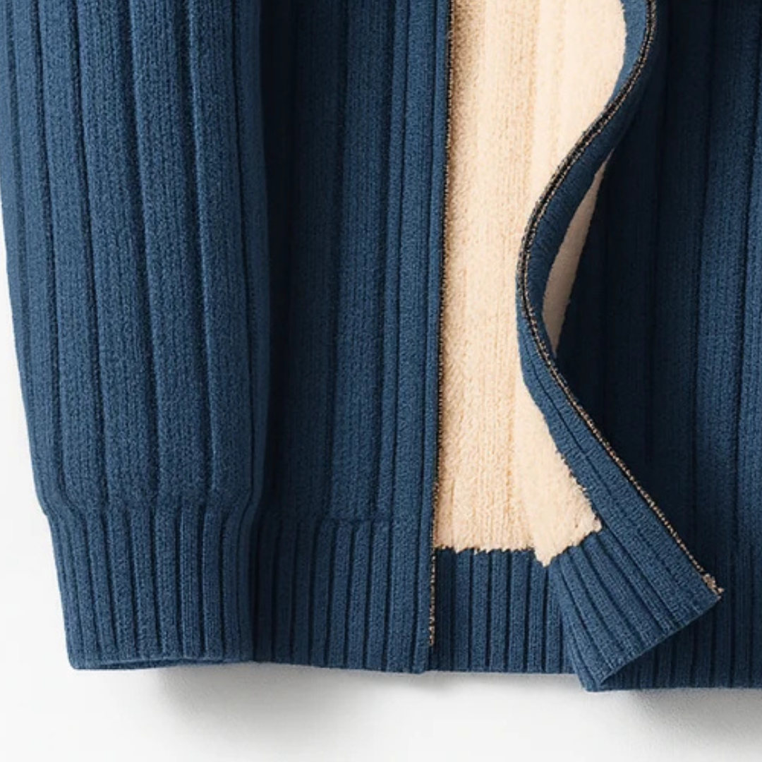 Homme Grosseur Cardigan à zip intégral Col montant à côtes et poches frontales – coupe ajustée