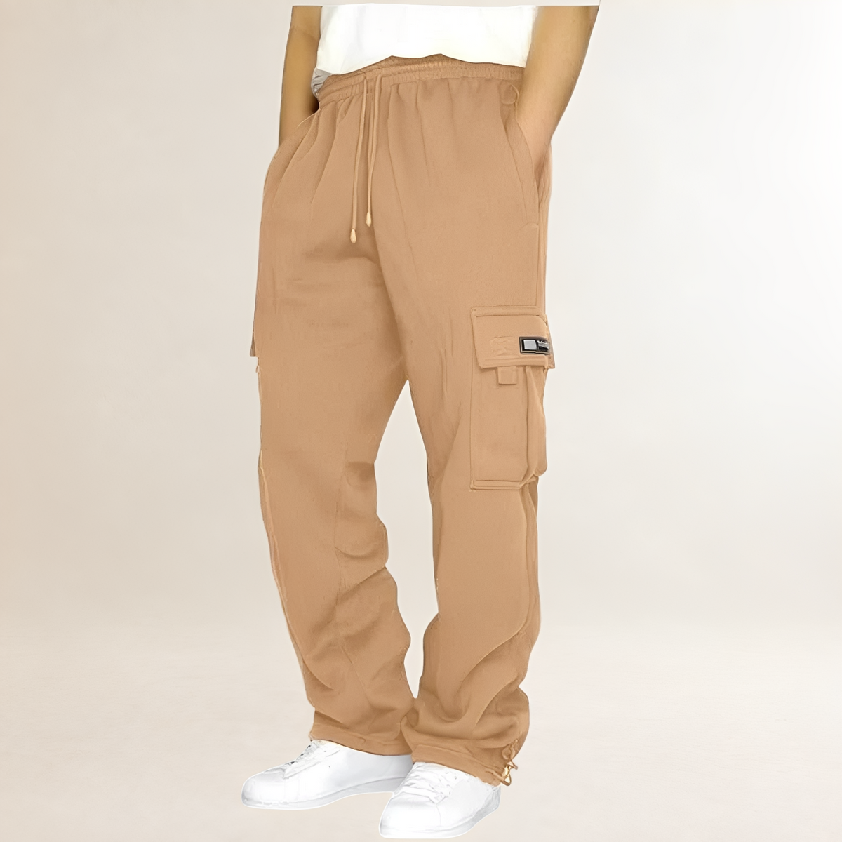 Homme Joggers cargo avec taille à cordon, poches cargo sur les cuisses - coupe ample