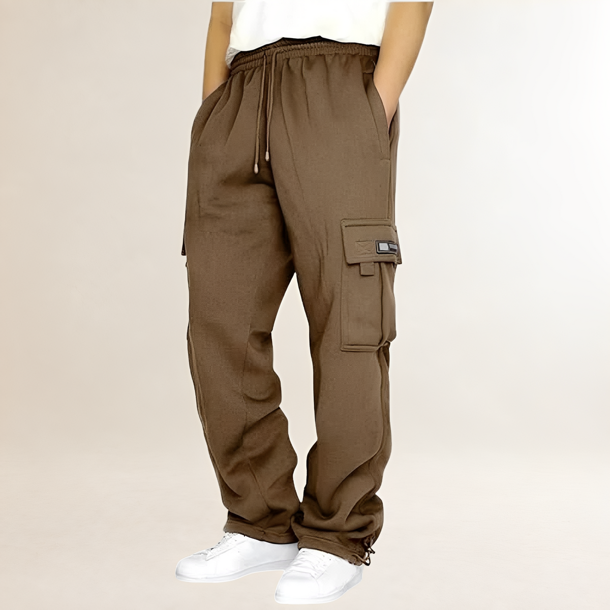 Homme Joggers cargo avec taille à cordon, poches cargo sur les cuisses - coupe ample