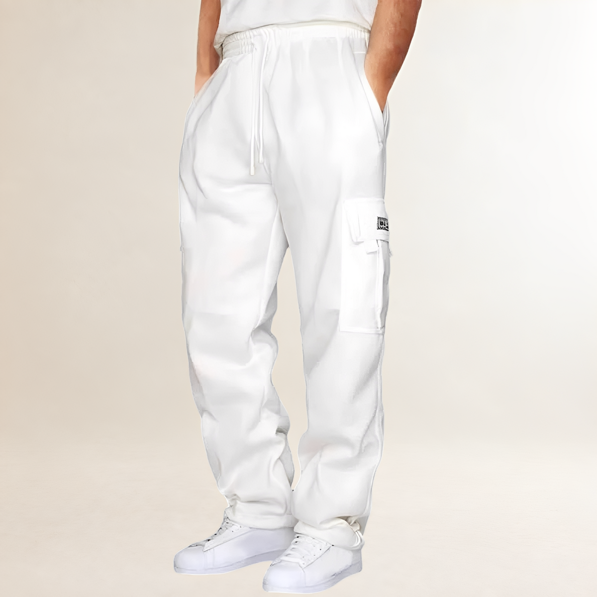 Homme Joggers cargo avec taille à cordon, poches cargo sur les cuisses - coupe ample