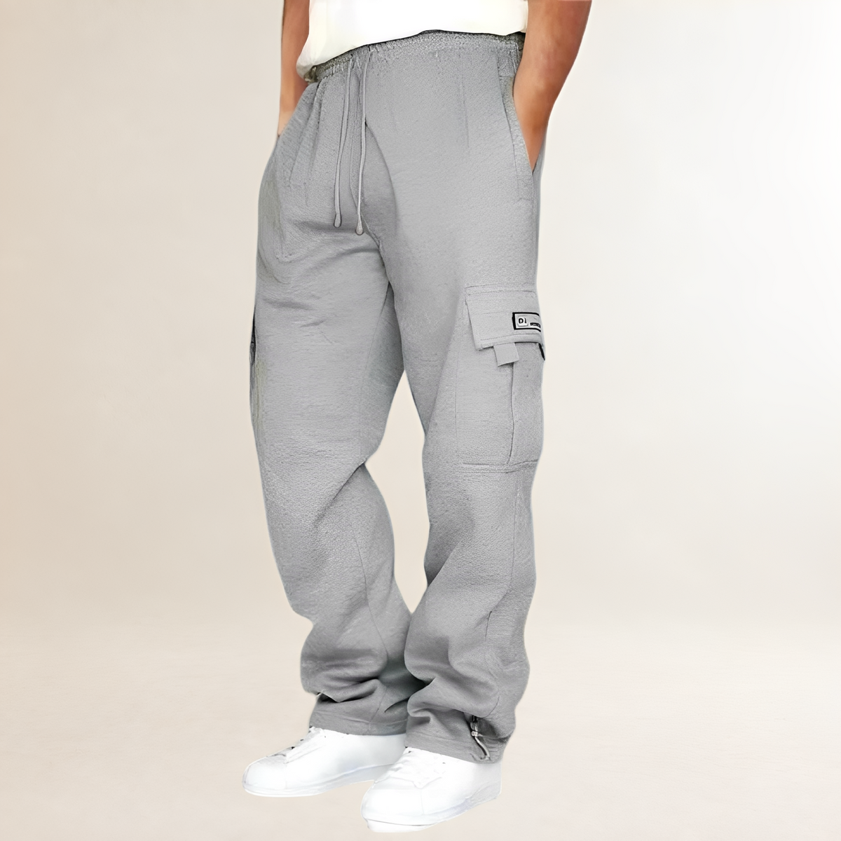 Homme Joggers cargo avec taille à cordon, poches cargo sur les cuisses - coupe ample