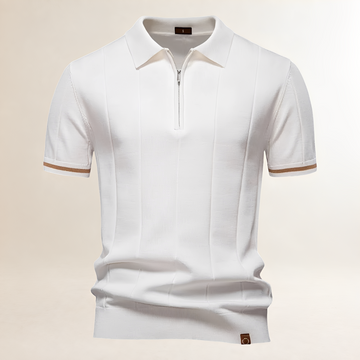 Homme Polo demi-zip à manches courtes - Colonne et ourlet rasé avec bas de zip