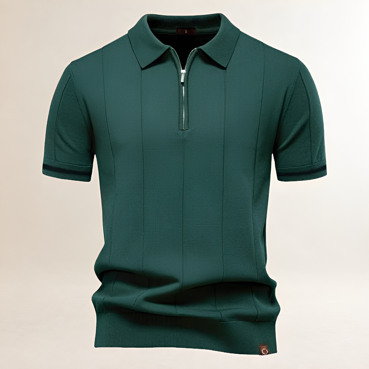 Homme Polo demi-zip à manches courtes - Colonne et ourlet rasé avec bas de zip