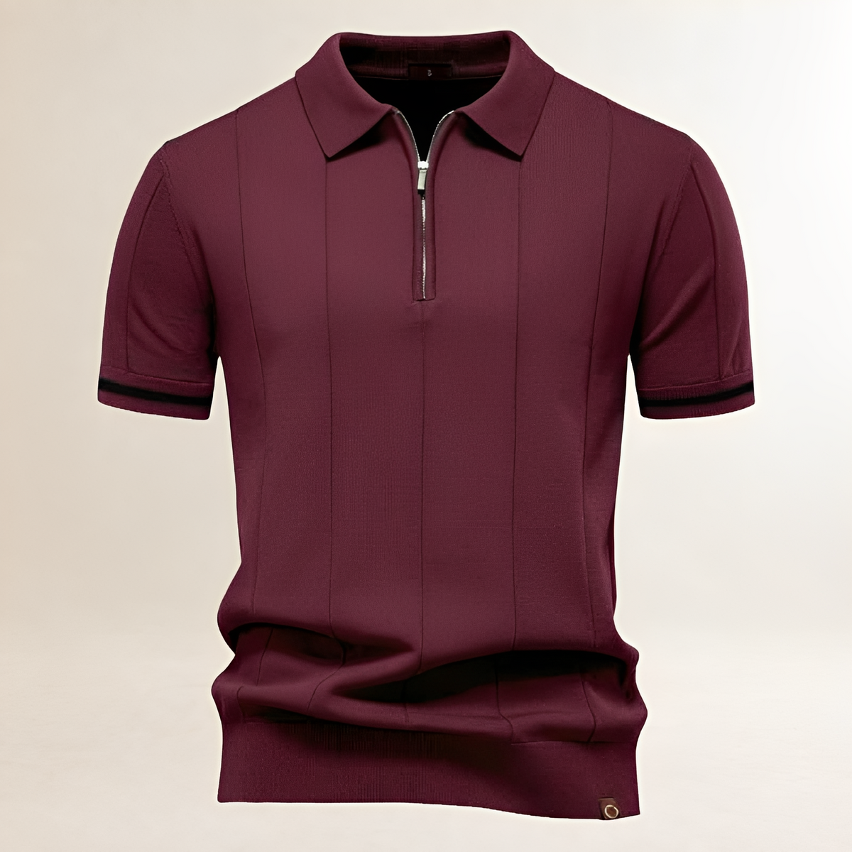 Homme Polo demi-zip à manches courtes - Colonne et ourlet rasé avec bas de zip