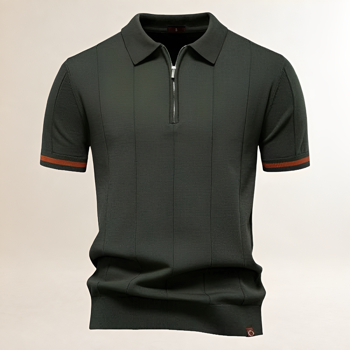 Homme Polo demi-zip à manches courtes - Colonne et ourlet rasé avec bas de zip